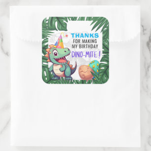 Cumpleaños de Dino-mite Gracias Pegatinas