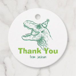 Cumpleaños de Dinosaur etiqueta de agradecimiento