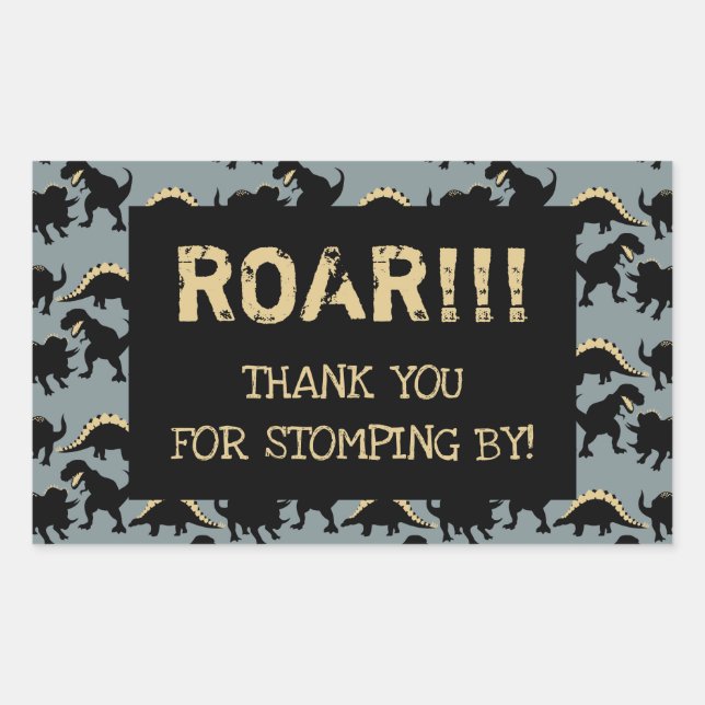 Cumpleaños de Dinosaurios Gracias Pegatinas Oro (Anverso)