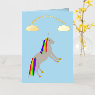 Cumpleaños de Fantasía Unicornio Arcoíris y Nubes