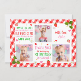 Cumpleaños de fresa Gracias Tarjeta de foto