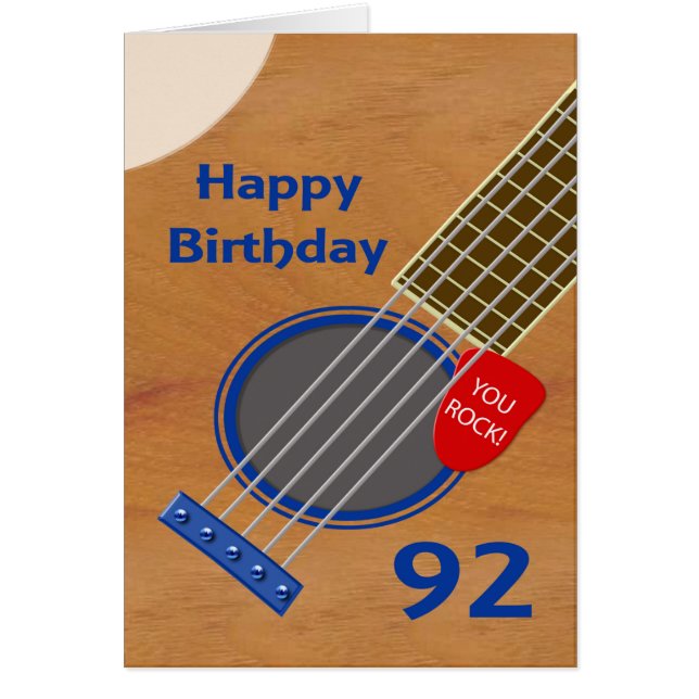 Cumpleaños de Guitarra Jugador de Cumpleaños 92 (Frente)