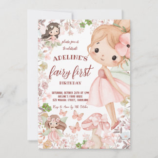Cumpleaños de hadas con acuarela floral para niñas