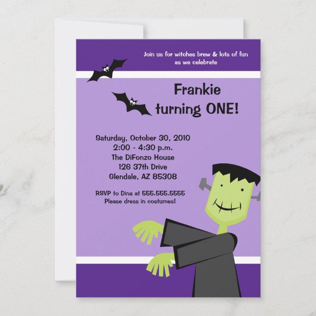 Cumpleaños de Halloween 5x7 Invitación a Fiesta Fr (Anverso)