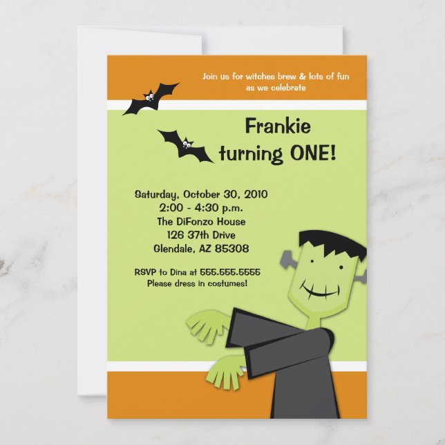 Cumpleaños de Halloween 5x7 Invitación a Fiesta Fr (Anverso)