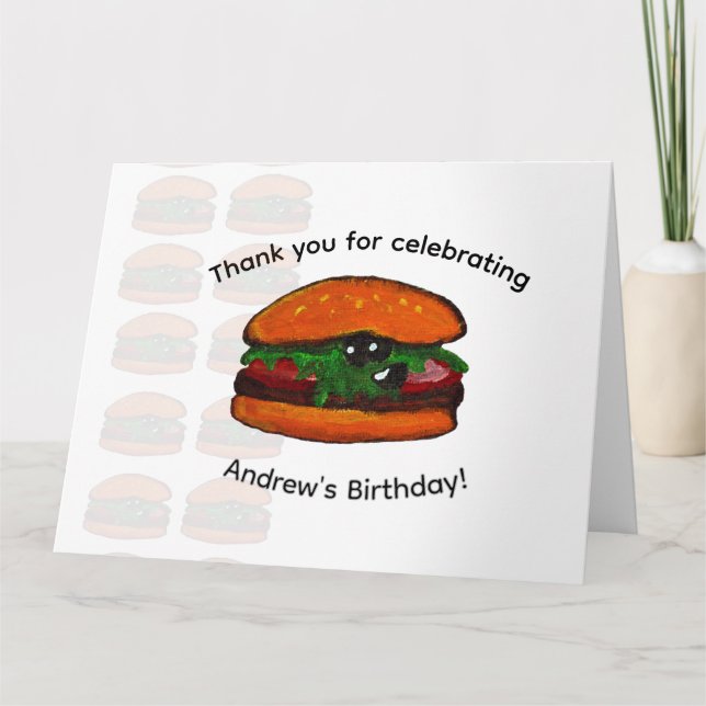 Cumpleaños de Hamburguesa Agradecimiento (Anverso)