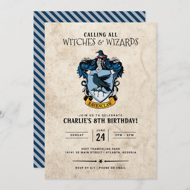 Cumpleaños de Harry Potter | Invitación de Ravencl (Anverso / Reverso)
