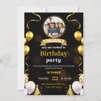 cumpleaños de invitación de oro para fiestas