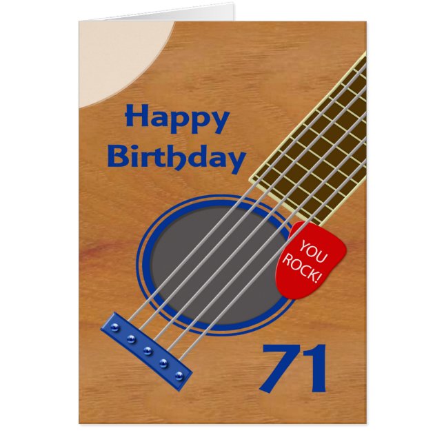 Cumpleaños de Jugador de Guitarra de 71 Años (Frente)