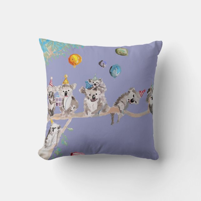 Cumpleaños de Koala Almohada Morada Niños Koalas L (Anverso)