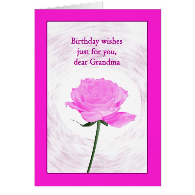 Cumpleaños de la abuela, bella rosa rosa (Frente)