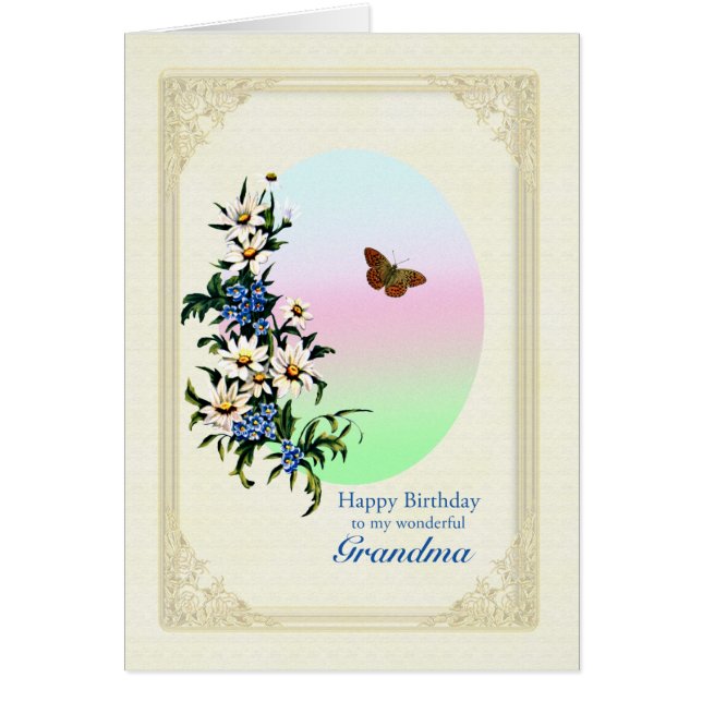 Cumpleaños de la abuela con flores (Frente)