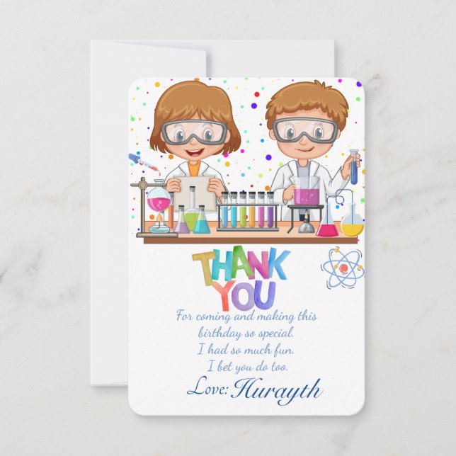 Cumpleaños de la Ciencia Mad Gracias tarjeta (Anverso)