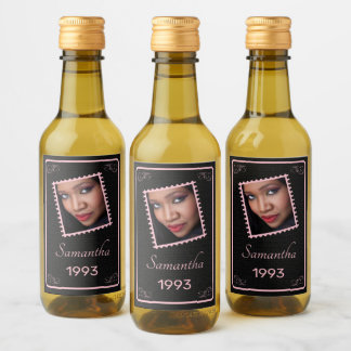 Cumpleaños de la foto negra rosada del personaliza