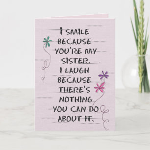 Cumpleaños de la hermana con tarjeta de flores pur