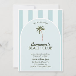 Cumpleaños de la Invitación del Editable Beach Clu