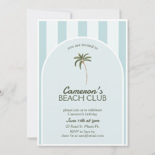 Cumpleaños de la Invitación del Editable Beach Clu