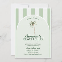 Cumpleaños de la Invitación del Editable Beach Clu