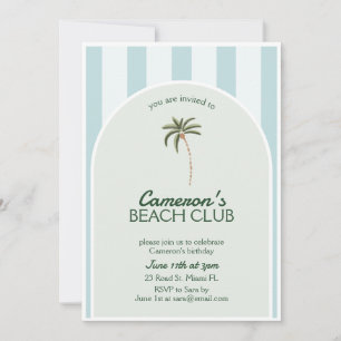 Cumpleaños de la Invitación del Editable Beach Clu