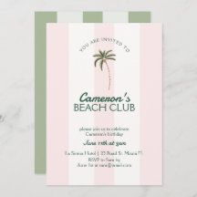 Cumpleaños de la Invitación del Editable Beach Clu