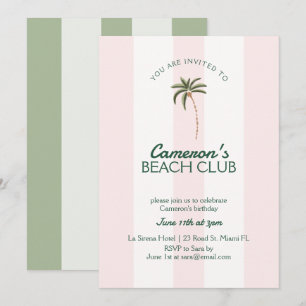 Cumpleaños de la Invitación del Editable Beach Clu