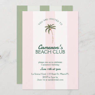 Cumpleaños de la Invitación del Editable Beach Clu