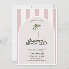 Cumpleaños de la Invitación del Editable Beach Clu