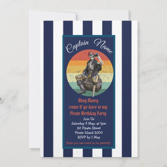 cumpleaños de la invitación pirata (Anverso)