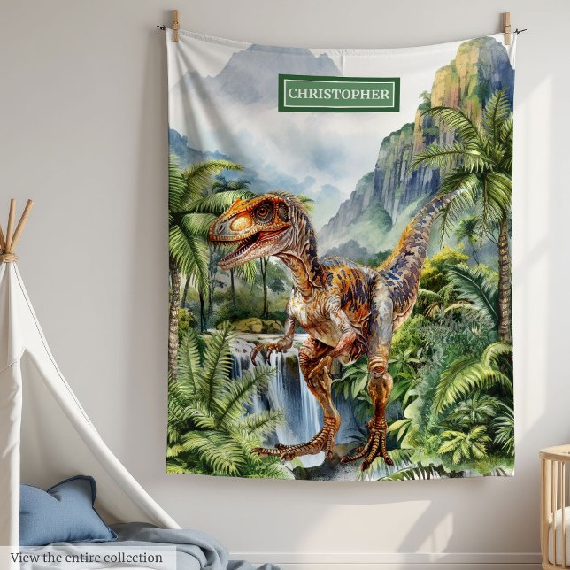 Cumpleaños de la manta de dinosaurios prehistórica (Personalized Prehistoric Dinosaur Blanket Birthday Gift)
