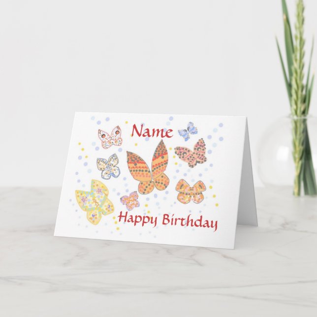 Cumpleaños de la mariposa con tarjeta (Anverso)