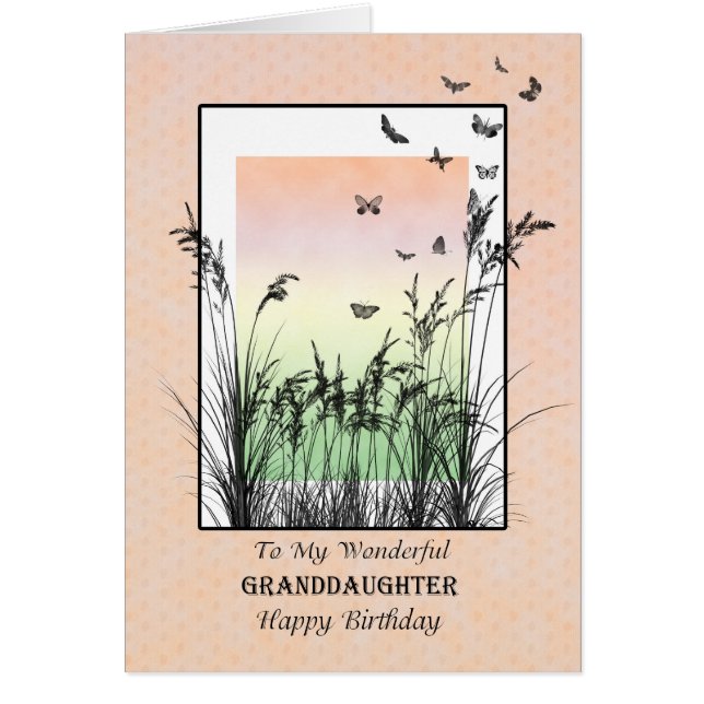 Cumpleaños de la nieta, con mariposas (Frente)