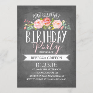Cumpleaños de la pancarta Rosa   Invitaciones de c
