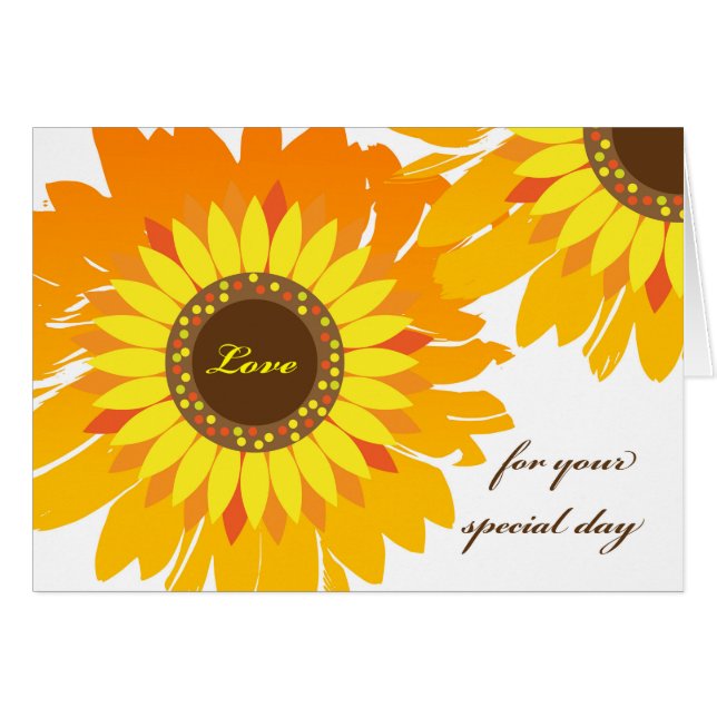 Cumpleaños de la pareja, girasoles brillantes (Anverso (Horizontal))