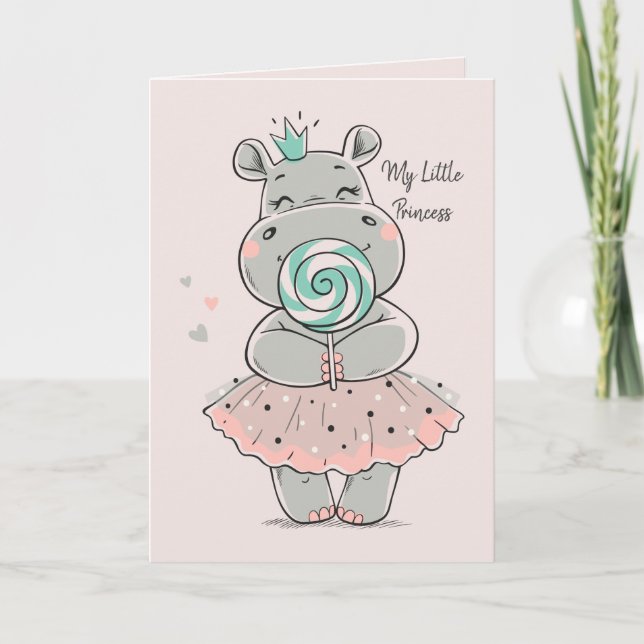 Cumpleaños de la Princesa Hippo Cuta de Tarjeta Pe (Anverso)