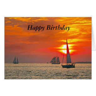 Cumpleaños de la puesta del sol de los veleros de