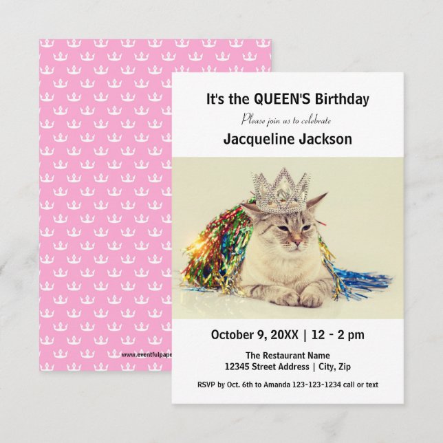 Cumpleaños de la Reina - Invitación de cumpleaños  (Anverso / Reverso)