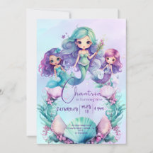Cumpleaños de la Sirenita Invitación a la Sirena
