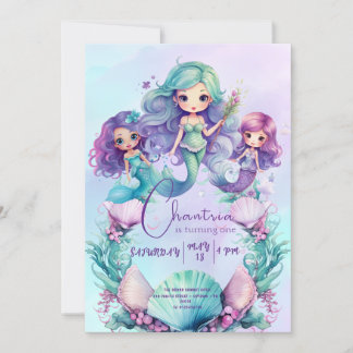 Cumpleaños de la Sirenita Invitación a la Sirena