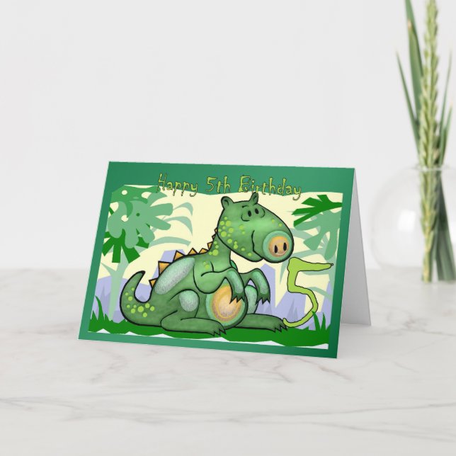 Cumpleaños de la tarjeta del dinosaurio del feliz (Anverso)