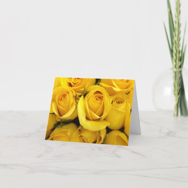 Cumpleaños de la tarjeta del rosa amarillo feliz (Anverso)