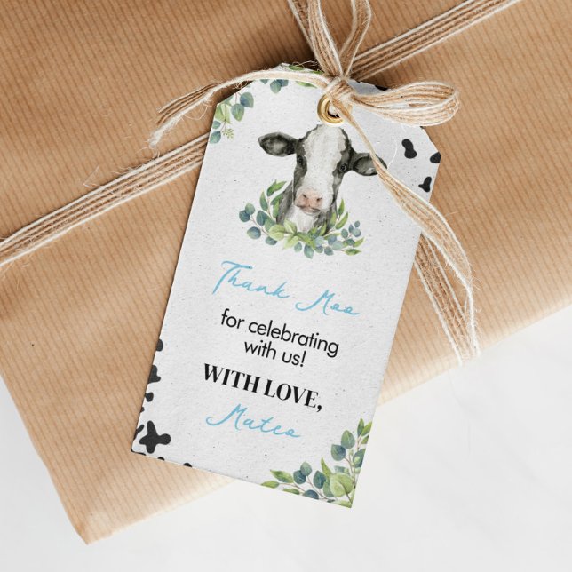 Cumpleaños de la vaca Baby Shower Gracias Etiqueta (Subido por el creador)