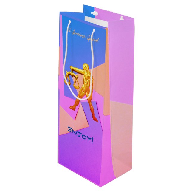 Cumpleaños de Libra - Bolsa de regalo de vino (Angulo Anverso)