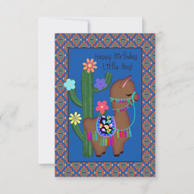 Cumpleaños de Little Boy | Pequeña Llama Adorable (Anverso)