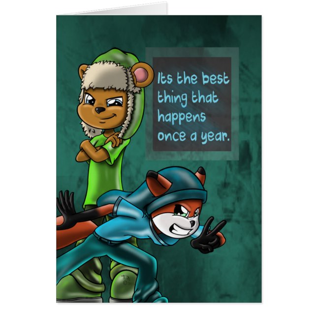 Cumpleaños de los Animales Guay Bear y Fox (Frente)