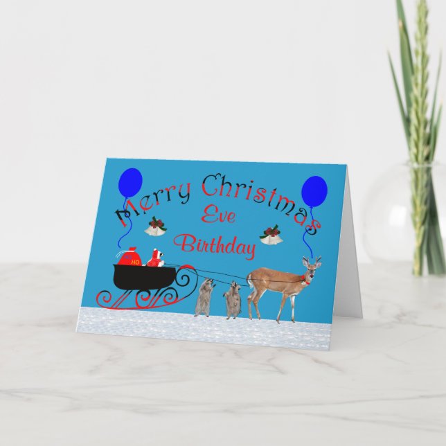 Cumpleaños de los Navidades, tarjeta de felicitaci (Anverso)