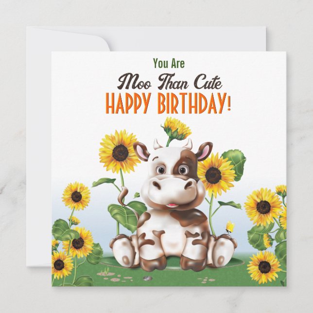 Cumpleaños de los niños de Cow Sunflower (Anverso)