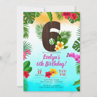 Cumpleaños de Luau, Invitación Fiesta de Luau 6 cu