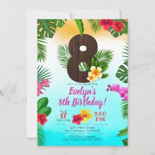 Cumpleaños de Luau, Invitación Fiesta de Luau 8 cu