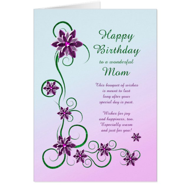 Cumpleaños de mamá con Scrolls y Flores (Frente)