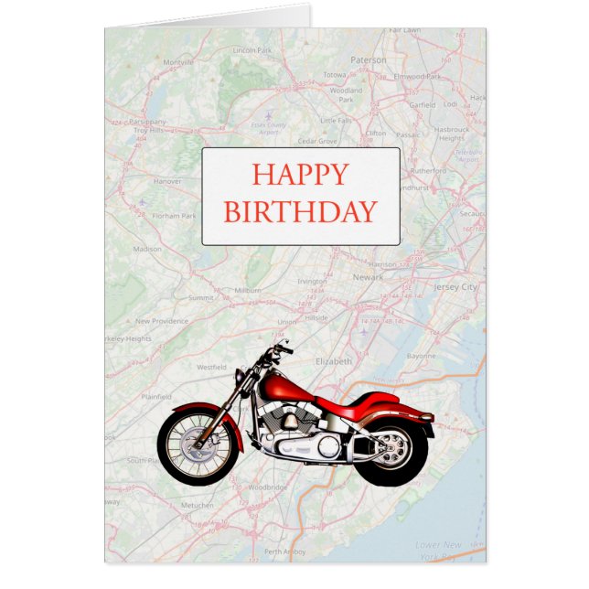 Cumpleaños de Mapa y Motocicleta (Frente)